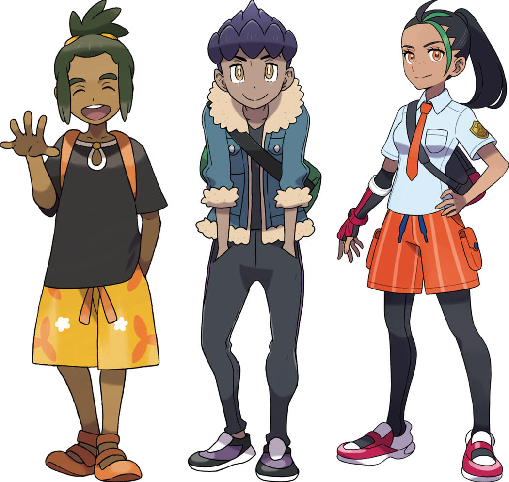 The three Pokémon characters I talk the most about. Hau, Hop and Nemona.
